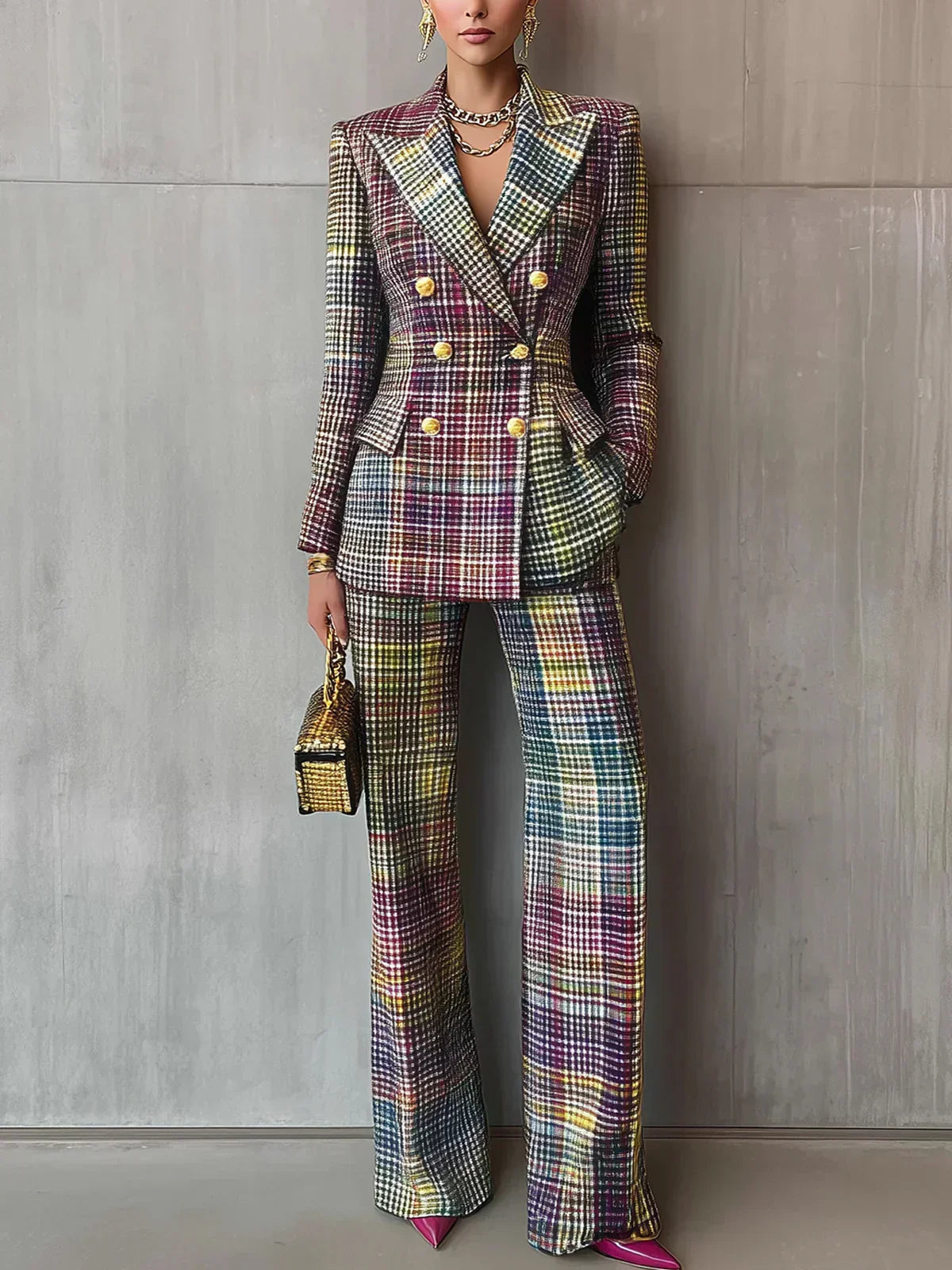 Traje elegante mujer con blazer cruzado y pantalón – traje de vestir mujer moderno