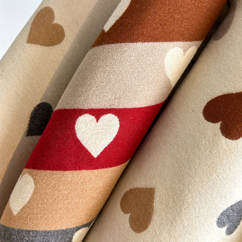 Bufanda amplia con corazones y franjas multicolor para mujer