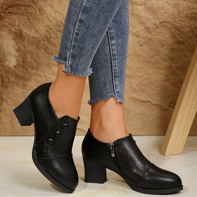 Zapatos de tacón bloque para mujer con cremallera lateral