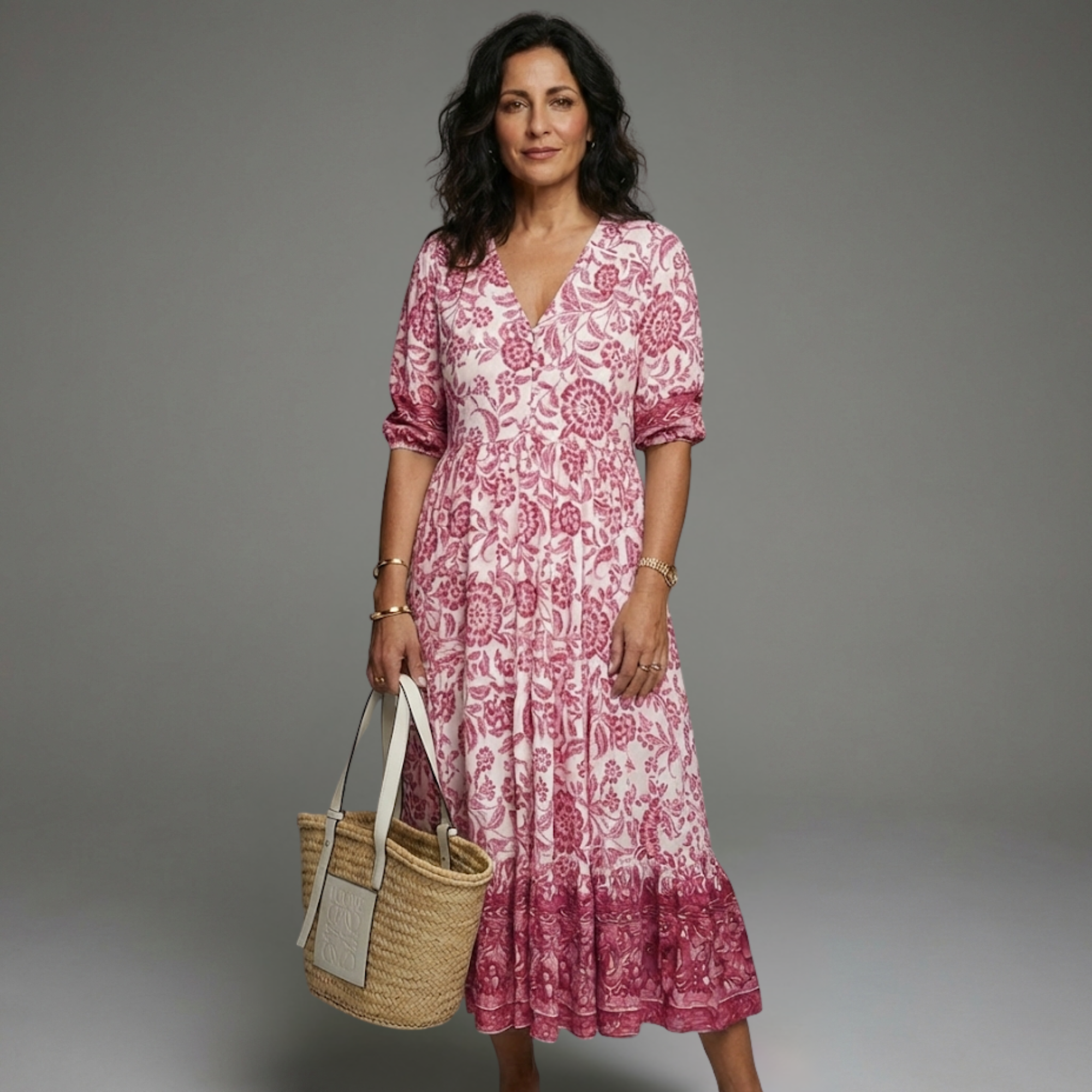 Vestido veraniego mujer estampado floral con escote V – estilo casual ligero