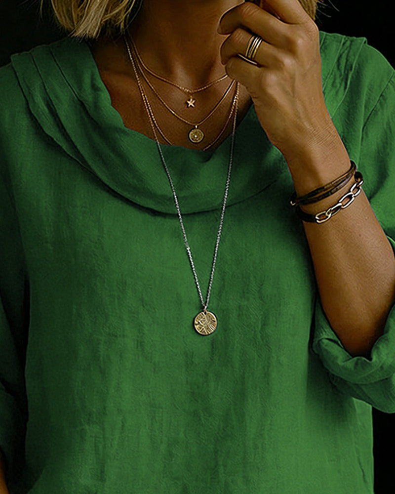 Camisa Mujer Algodón Cuello Caído – Estilo Clásico Cómodo