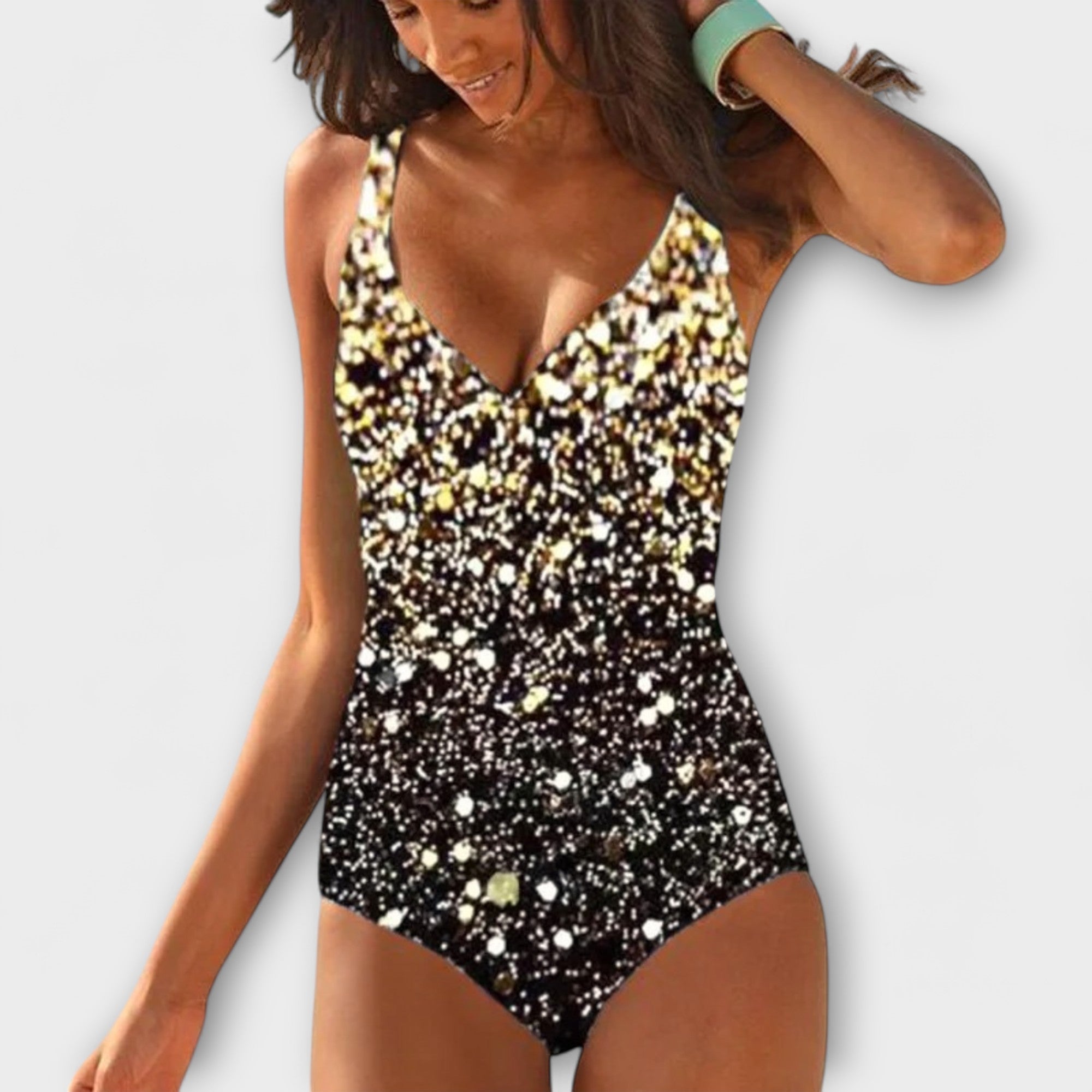 Bañador mujer una pieza liso escote V cruzado fruncido moldeador elegante playa