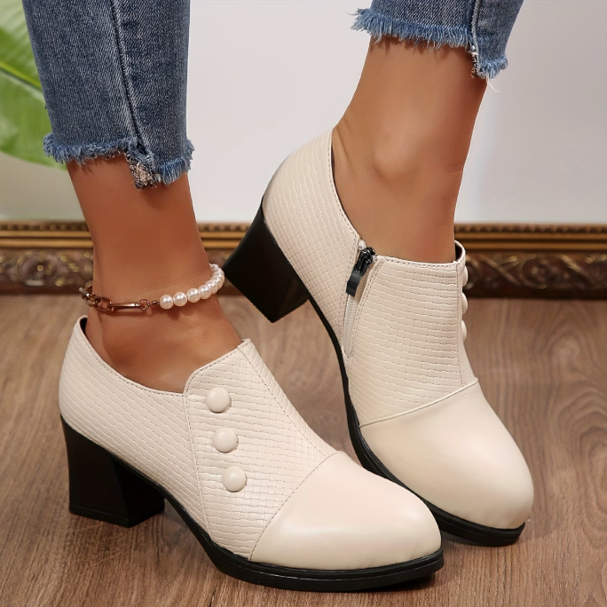Zapatos de tacón bloque para mujer con cremallera lateral