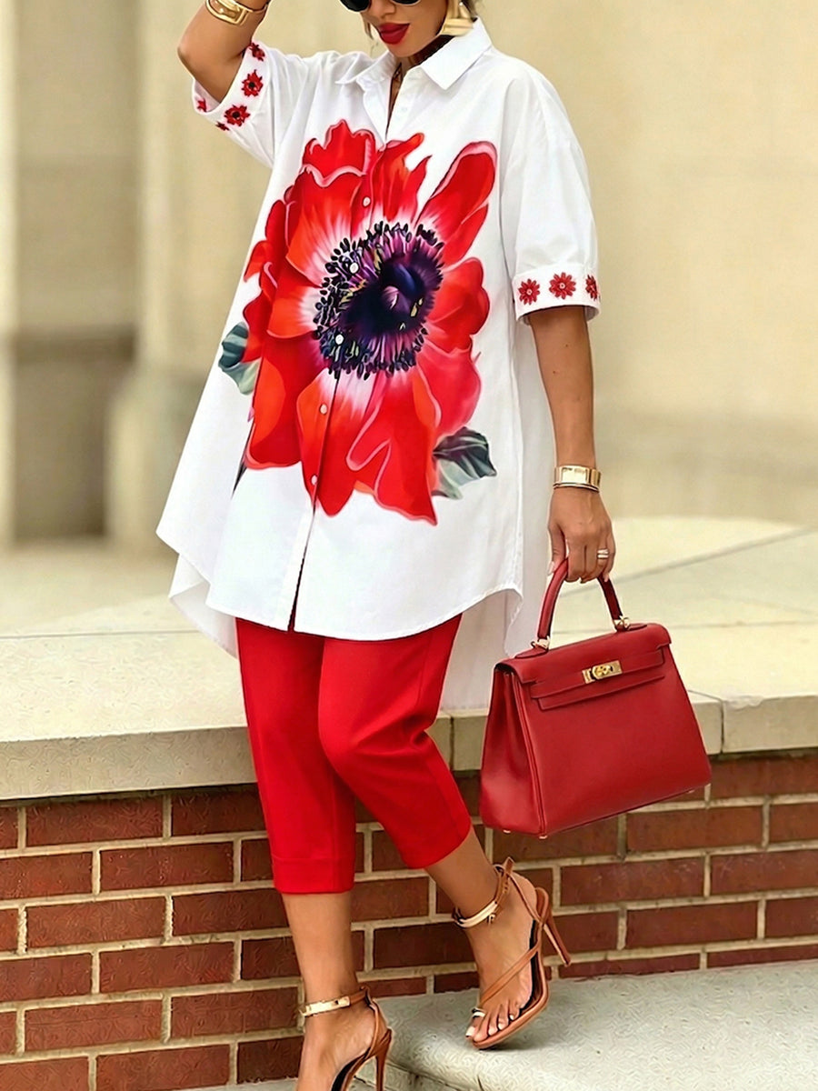 Conjunto Mujer Dos Piezas Estampado Floral – Estilo Elegante Moderno