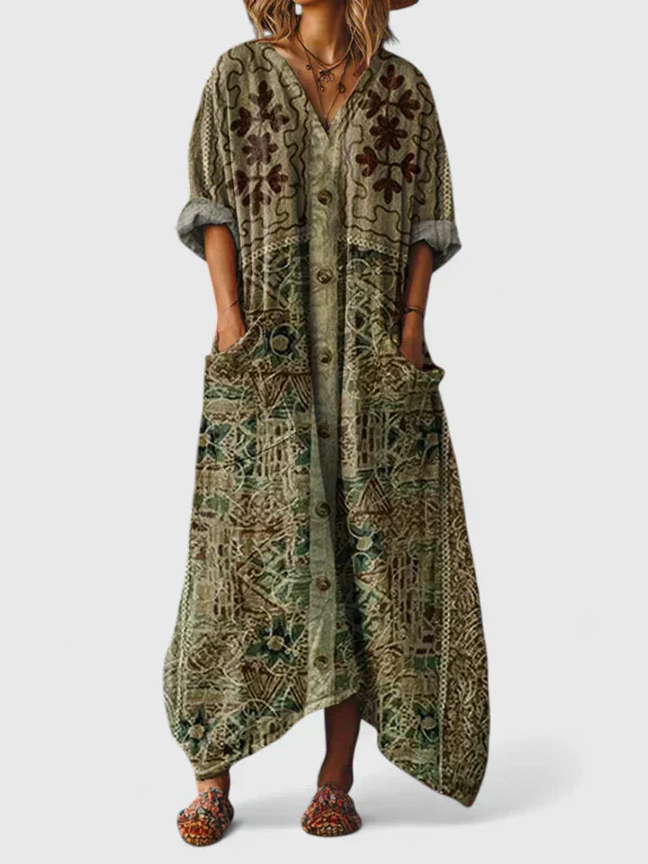 Vestido Maxi Mujer Suelto – Estilo Boho Cómodo y Fluido