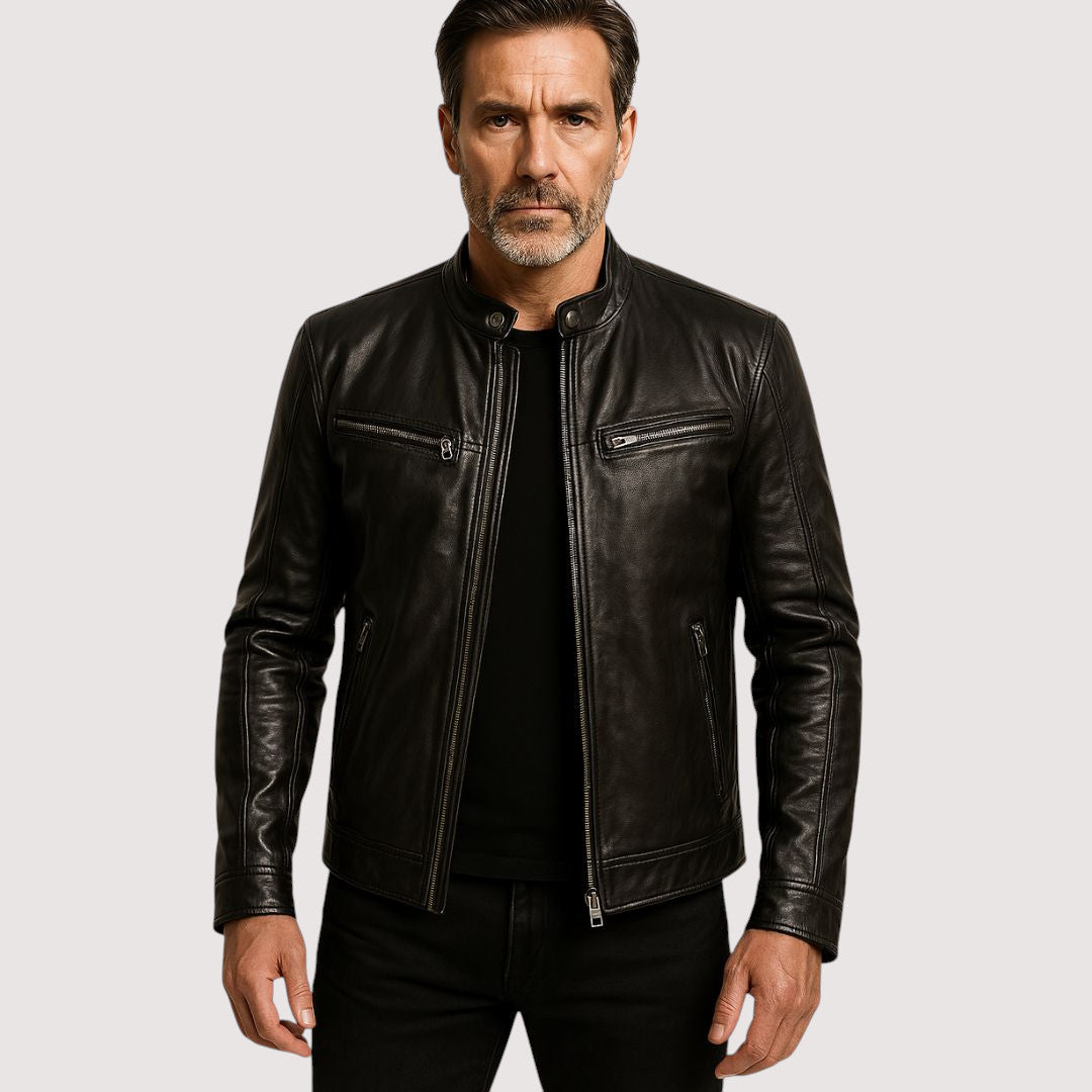 Chaqueta Hombre de Cuero Clásica – Estilo Biker Elegante y Moderno