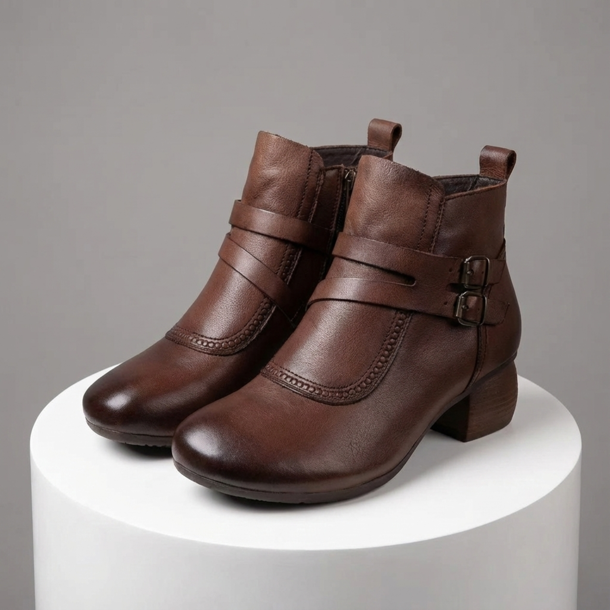 Botines Mujer Cómodos Con Hebilla Y Tacón Bajo – Estilo Casual Para Uso Diario