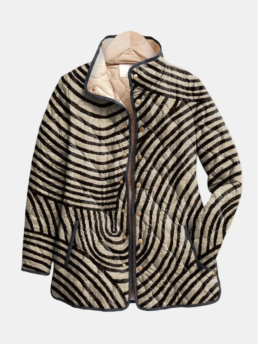Chaqueta acolchada de mujer con estampado floral y corte recto
