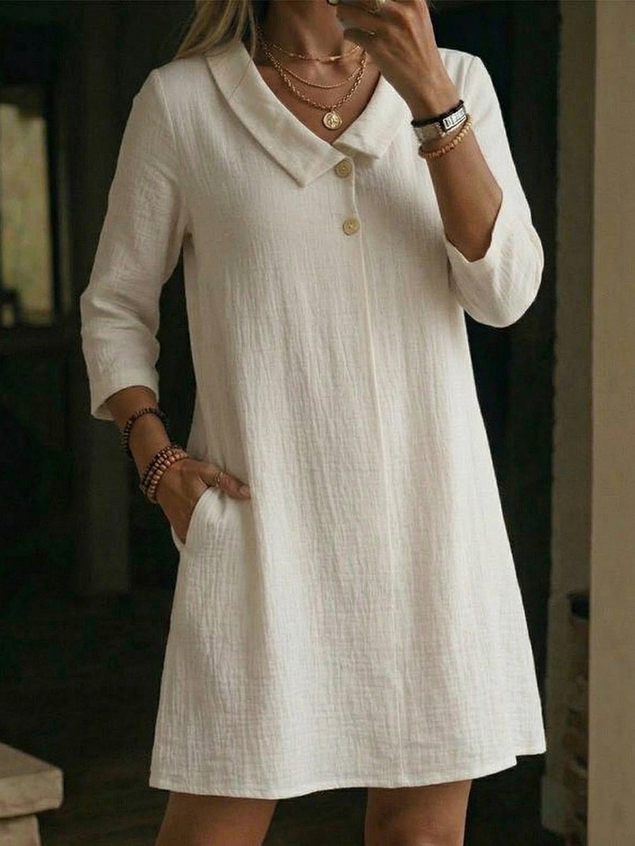 Vestido Mujer Suelto con Solapas – Estilo Cómodo y Minimalista