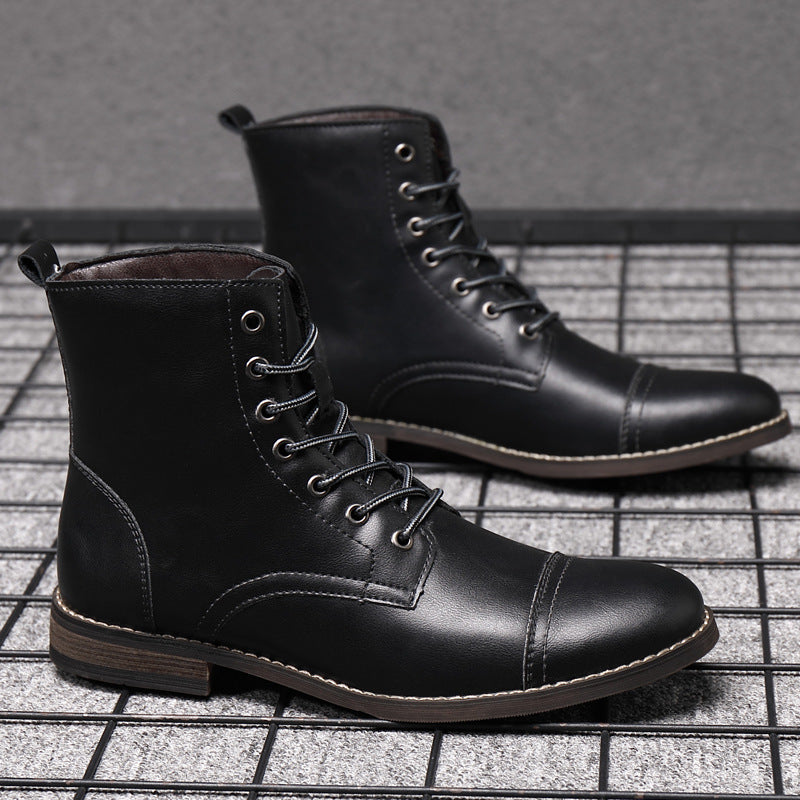 Botas hombre estilo cuero casual con cordones – botines urbanos cómodos resistentes
