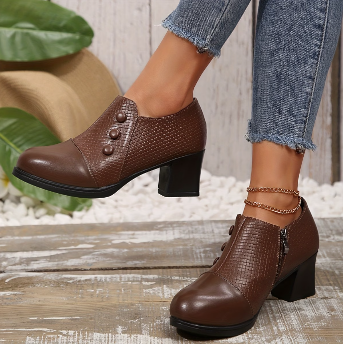 Zapatos de tacón bloque para mujer con cremallera lateral