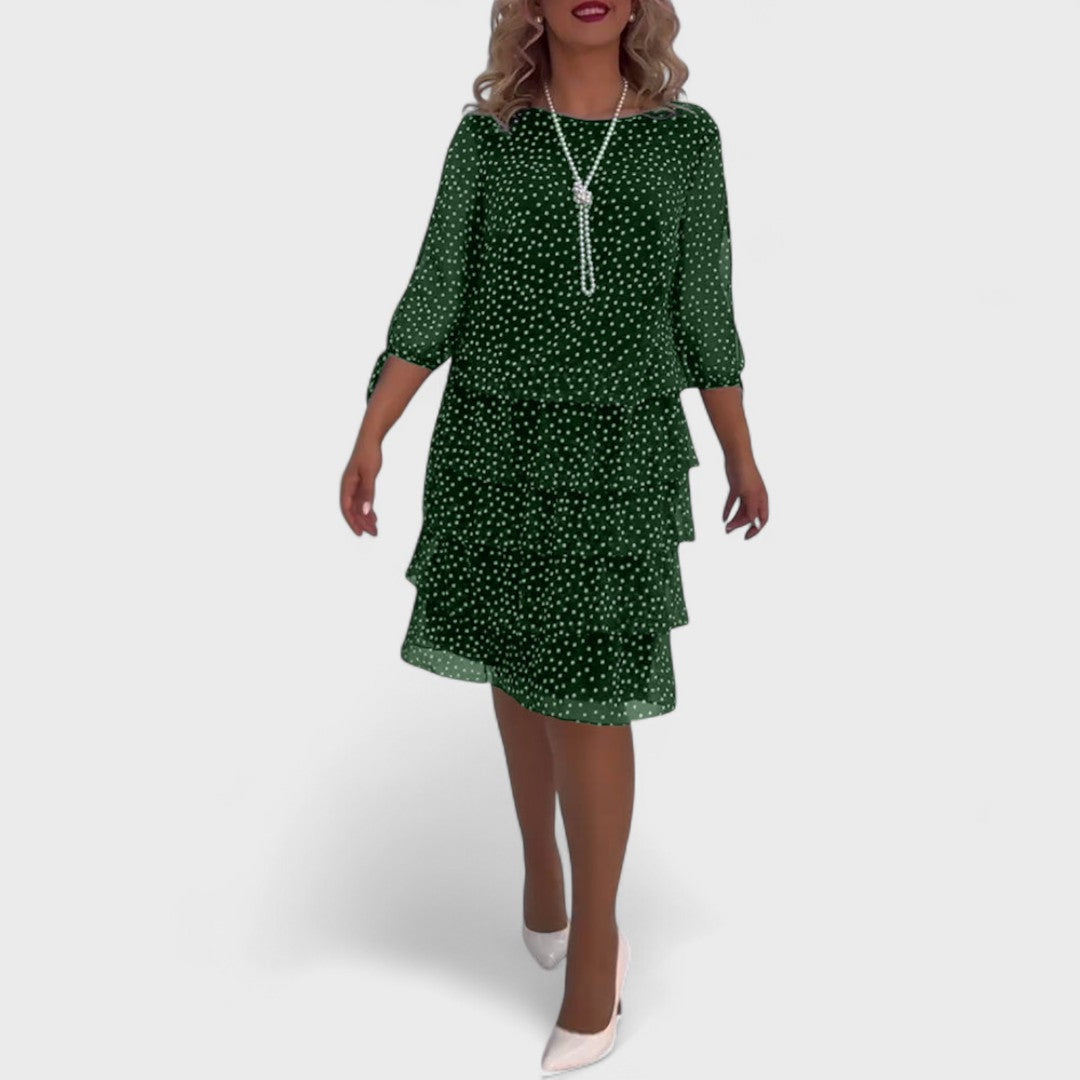 Vestido clásico mujer de lunares – vestido elegante manga 3/4
