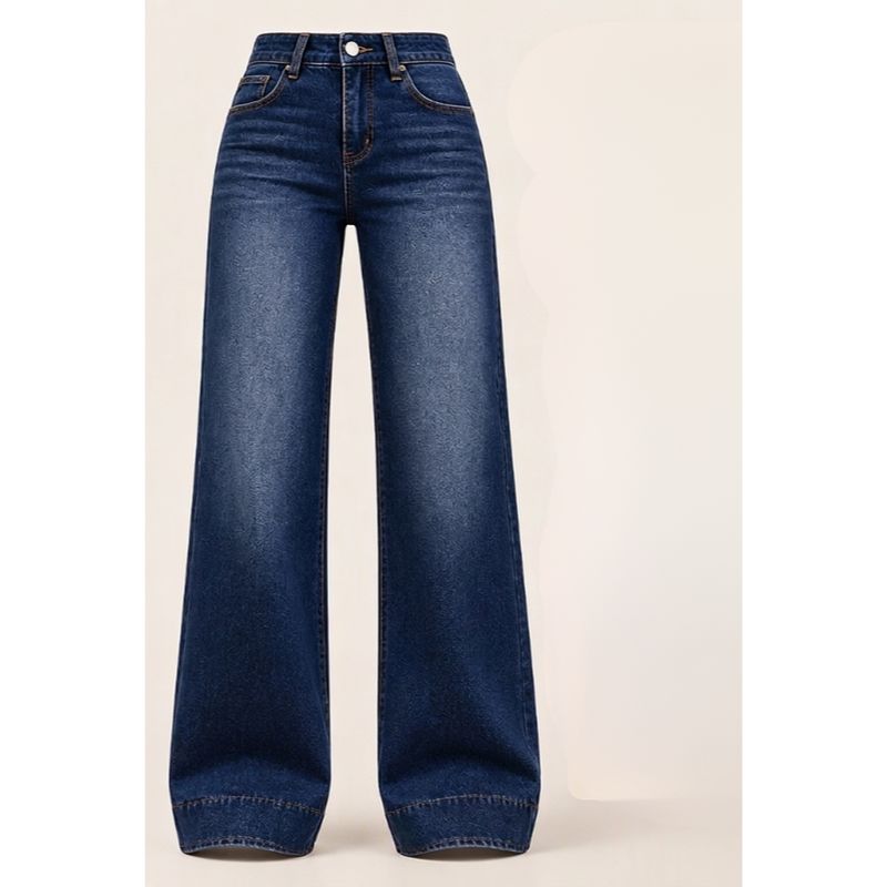 Pantalón vaquero de mujer de talle alto con pierna ancha