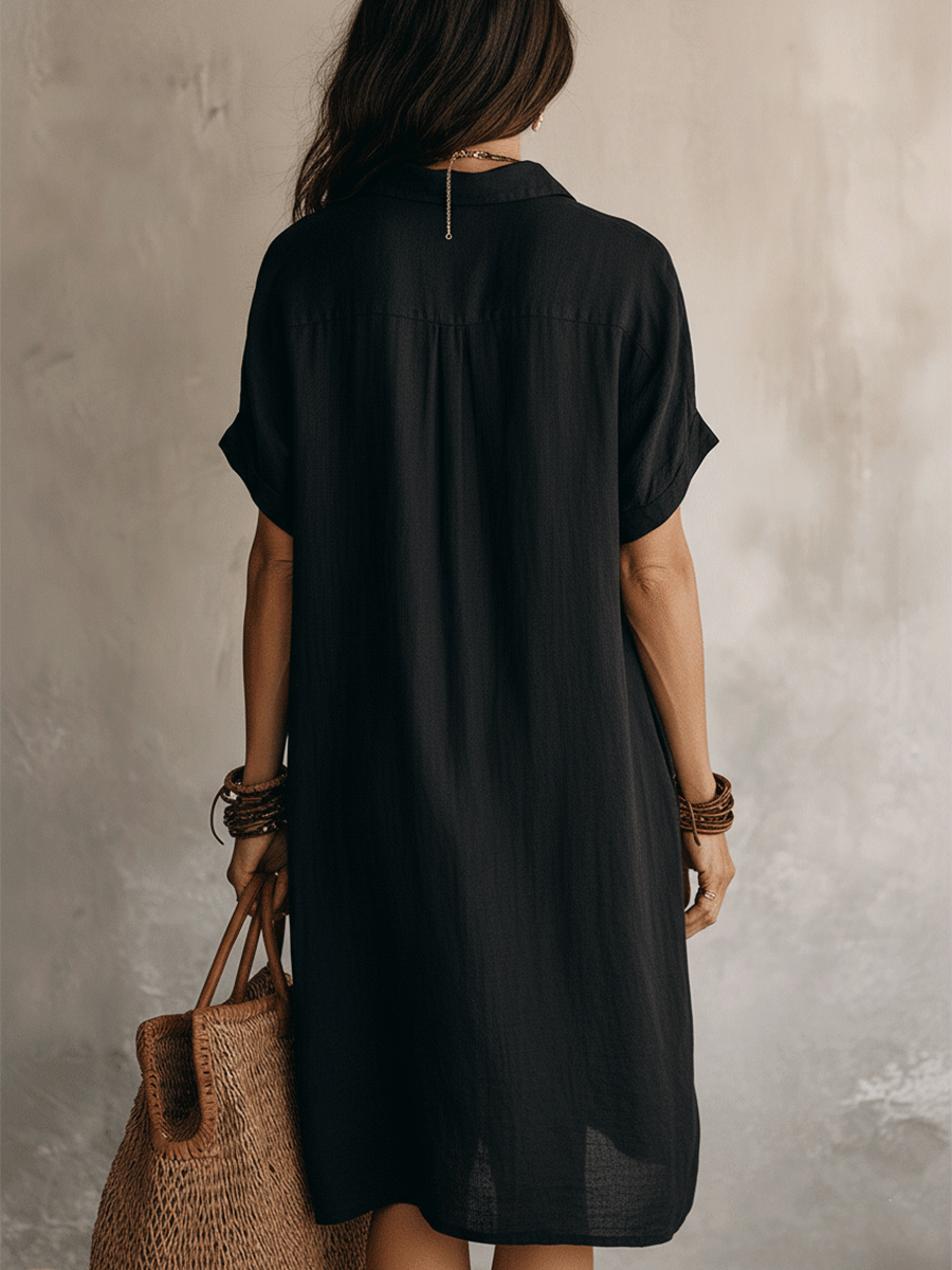 Vestido camisa mujer lino algodón midi botones elegante verano