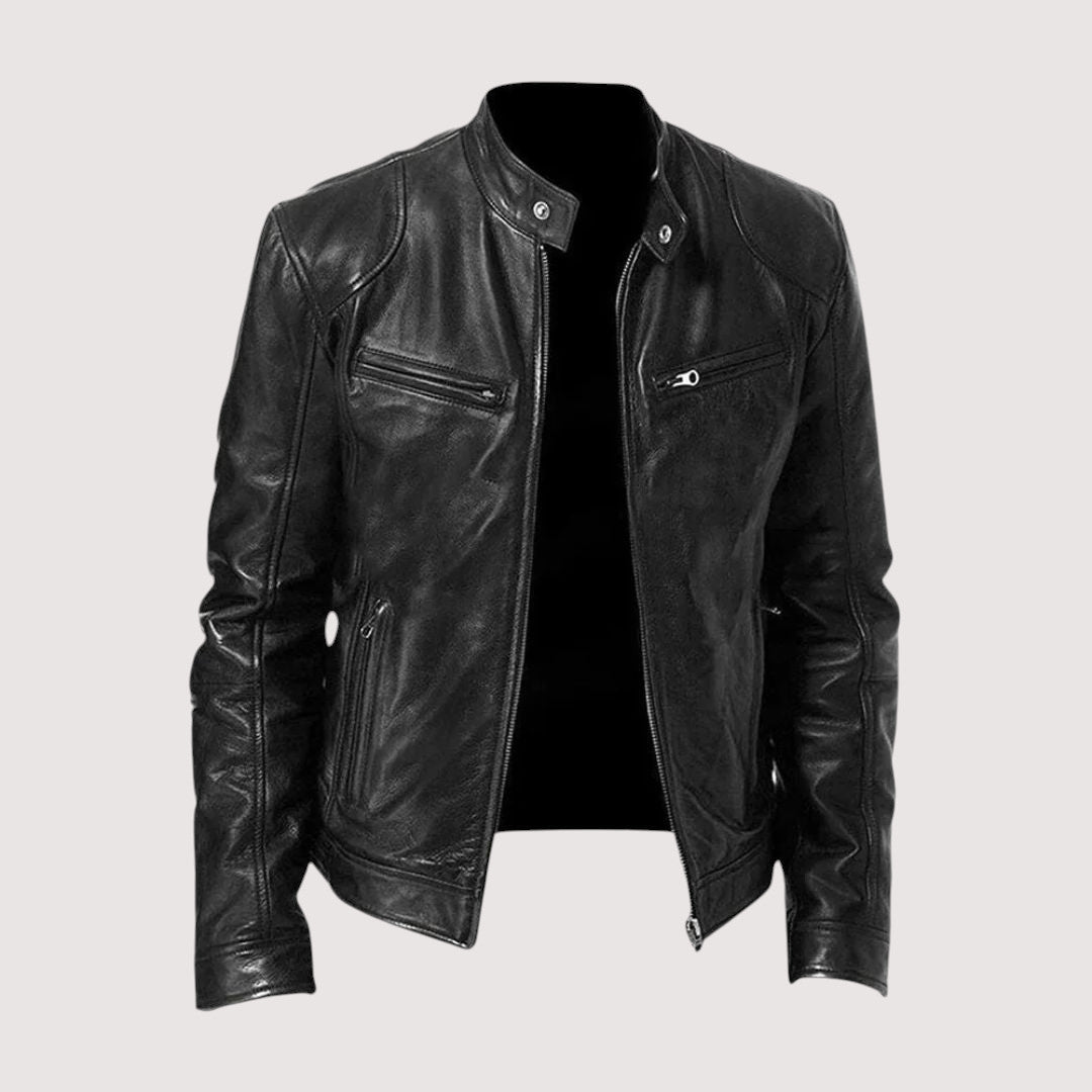Chaqueta Hombre de Cuero Clásica – Estilo Biker Elegante y Moderno