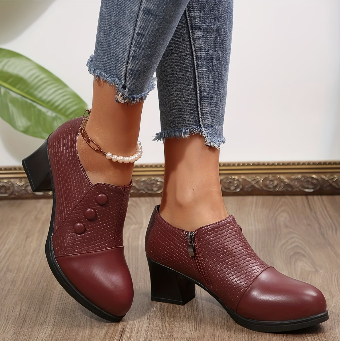 Zapatos de tacón bloque para mujer con cremallera lateral