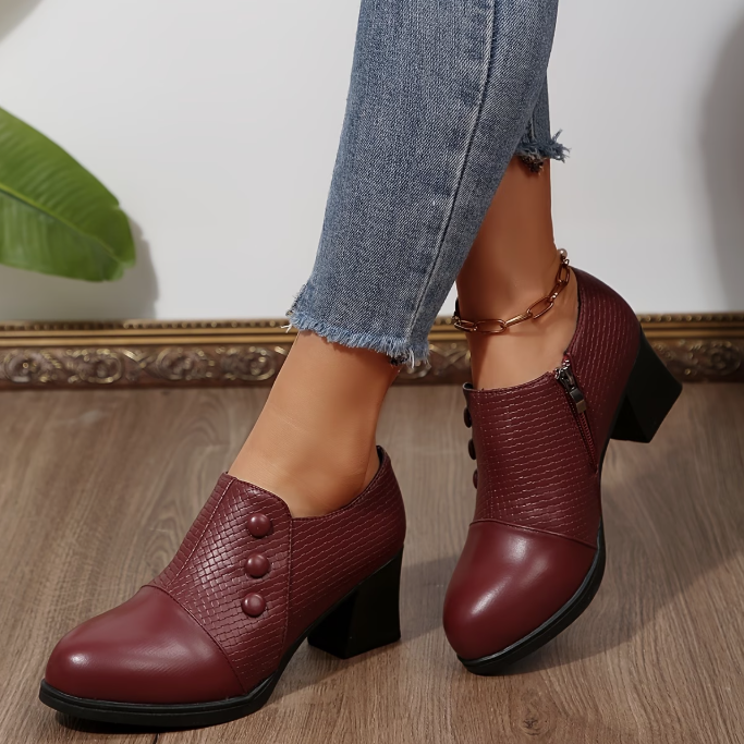 Zapatos de tacón bloque para mujer con cremallera lateral
