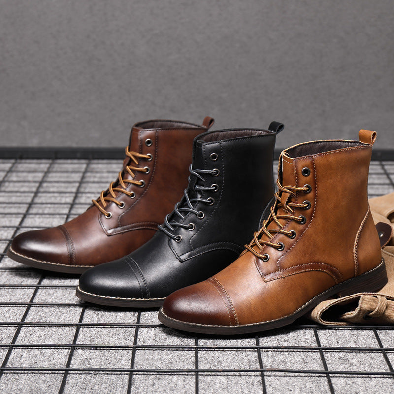 Botas hombre estilo cuero casual con cordones – botines urbanos cómodos resistentes