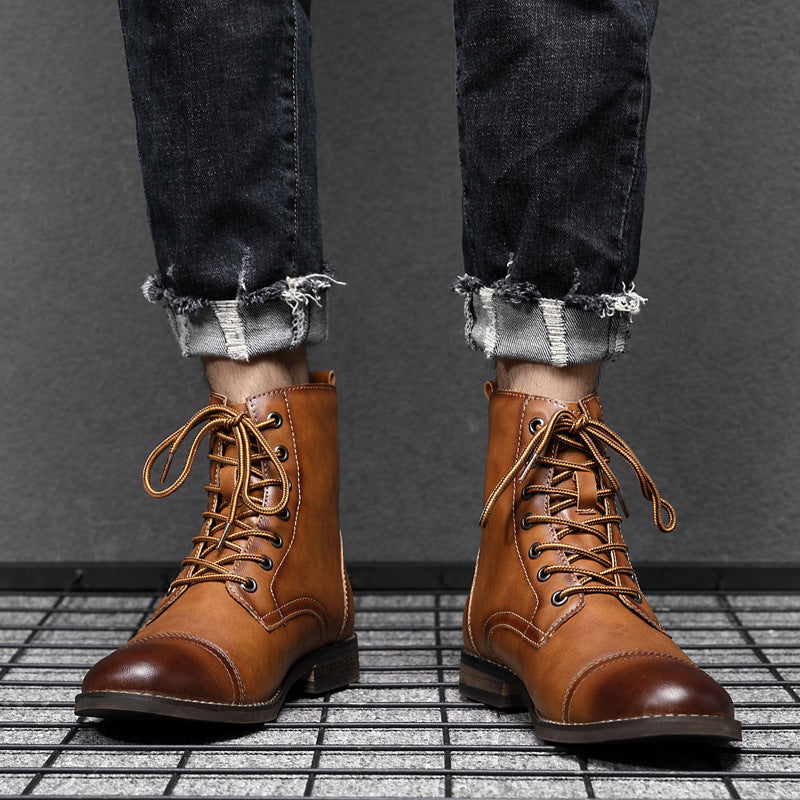 Botas hombre estilo cuero casual con cordones – botines urbanos cómodos resistentes