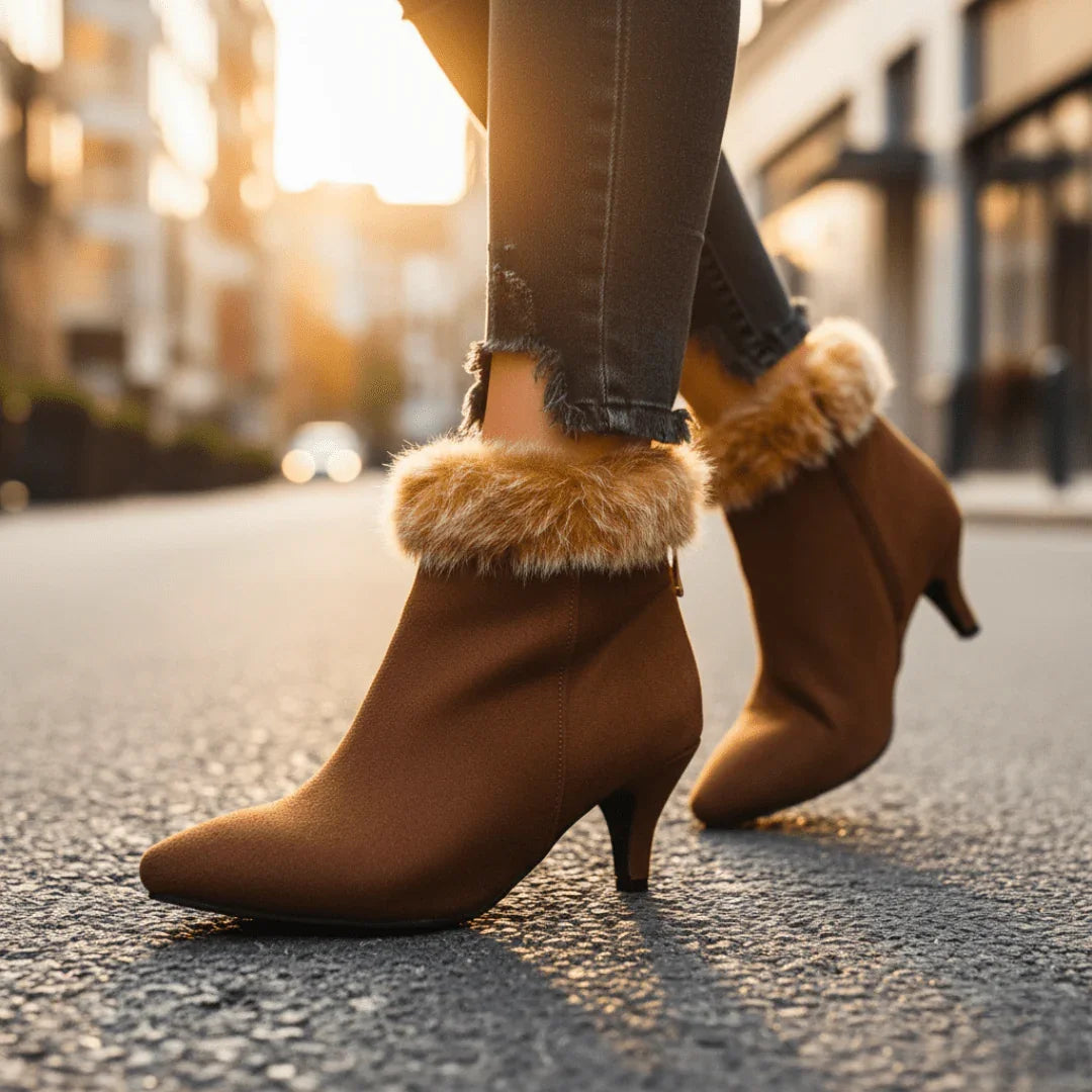 Botines Mujer Con Tacón Y Forro Cálido – Zapatos Elegantes Para Invierno