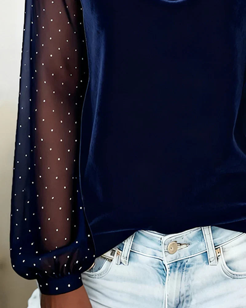Blusa Mujer Satinada Con Cuello Drapeado – Estilo Elegante y Moderno