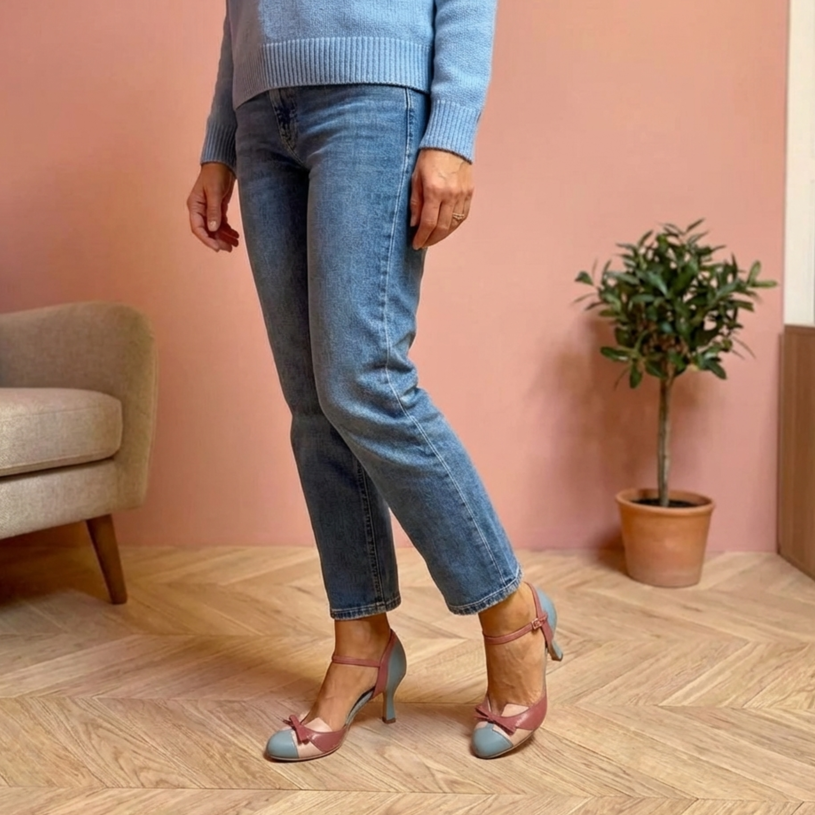 Tacones Mujer Elegantes – Diseño Vintage con Tacón Estable y Correa