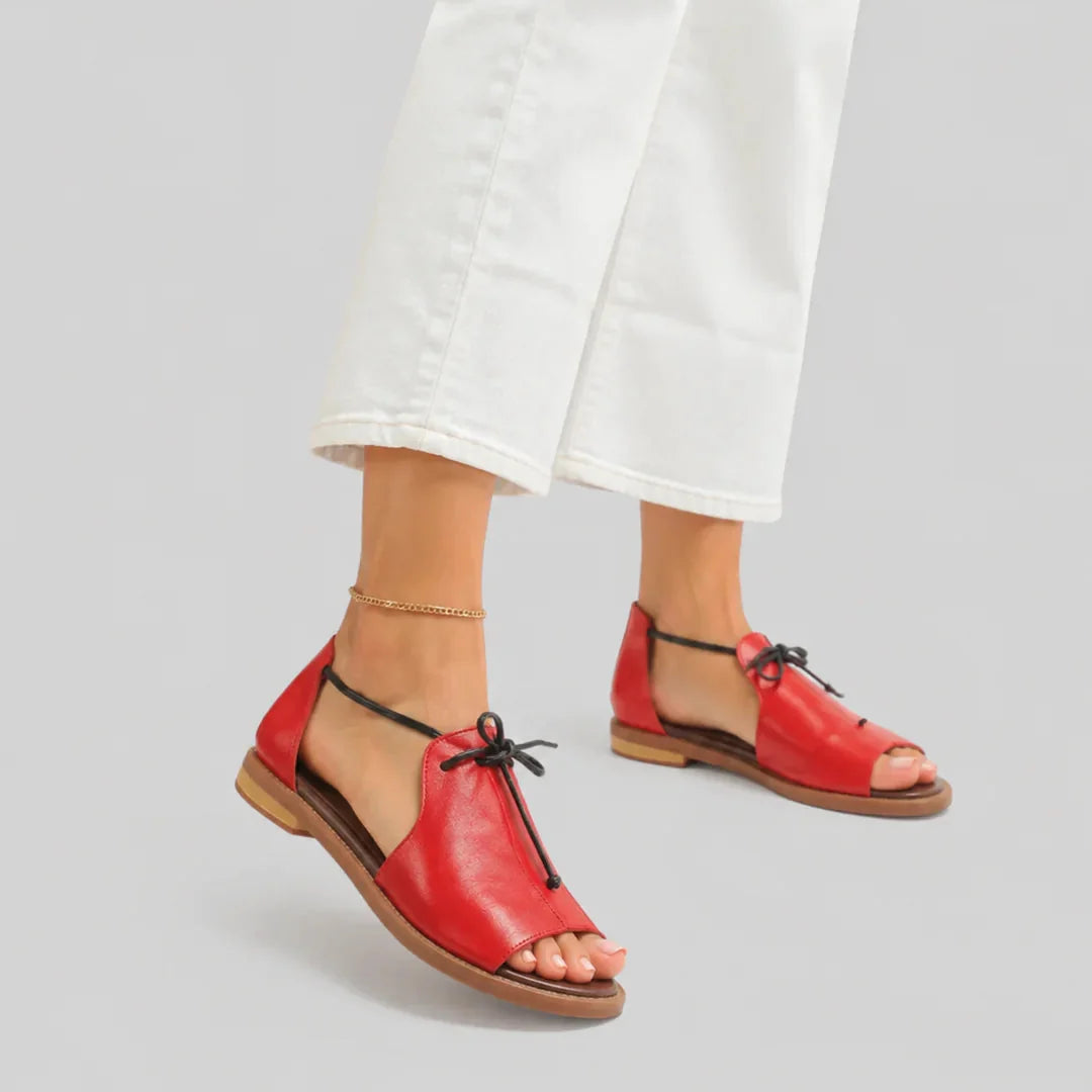 Sandalias mujer con punta abierta y cordones ajustables