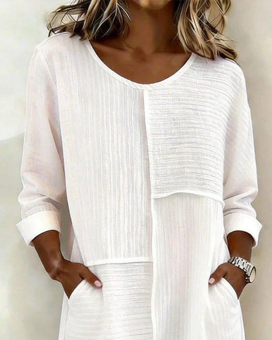 Vestido mujer algodón lino texturizado – vestido cómodo casual verano