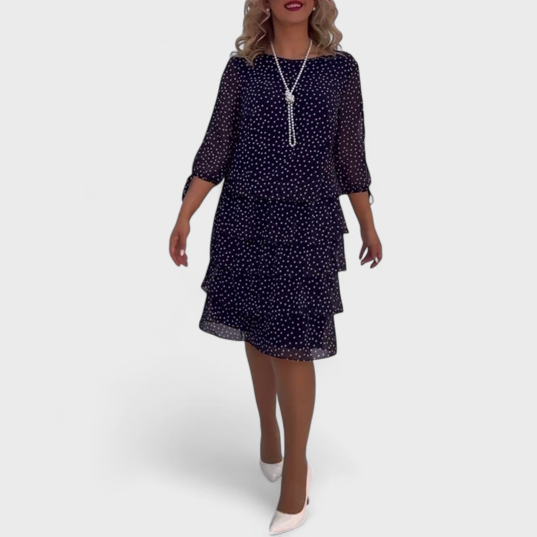 Vestido clásico mujer de lunares – vestido elegante manga 3/4