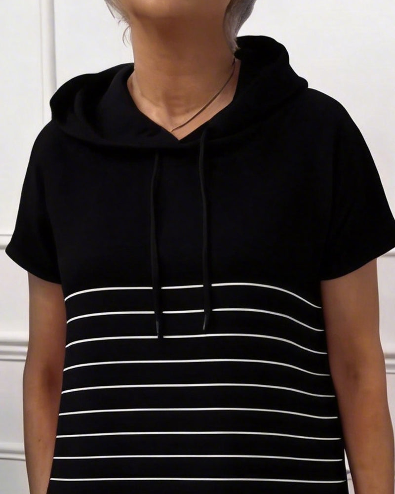 Vestido Casual Mujer con Capucha – Diseño Rayado Cómodo y Moderno