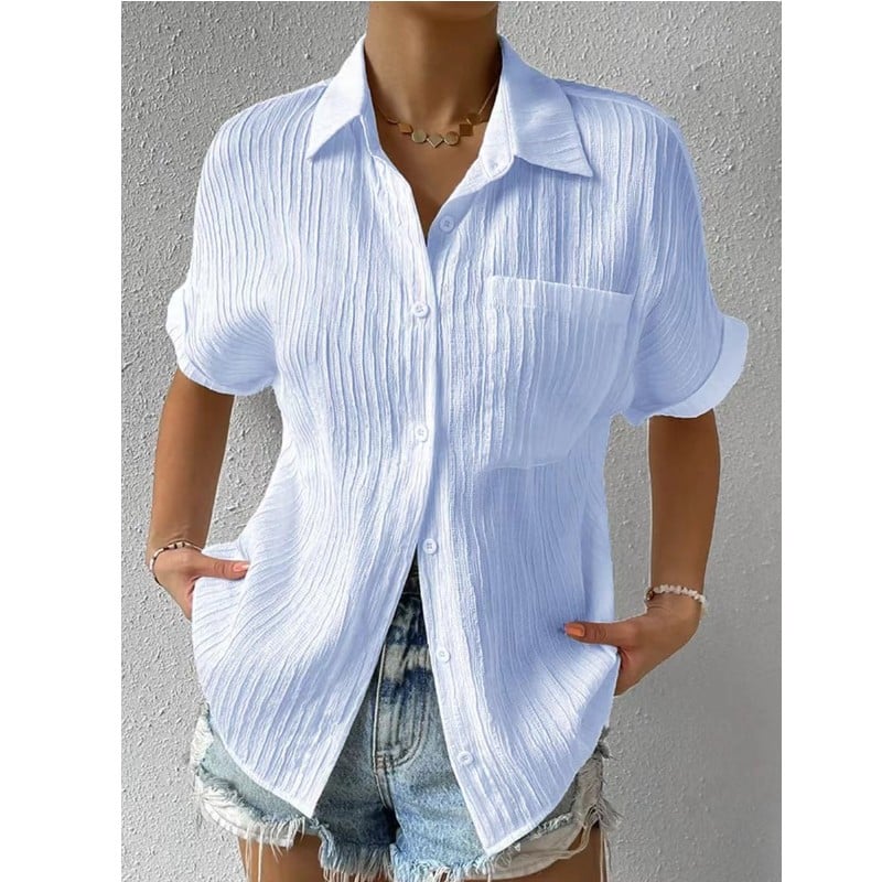 Camisa mujer blanca abotonada casual – ligera y cómoda verano
