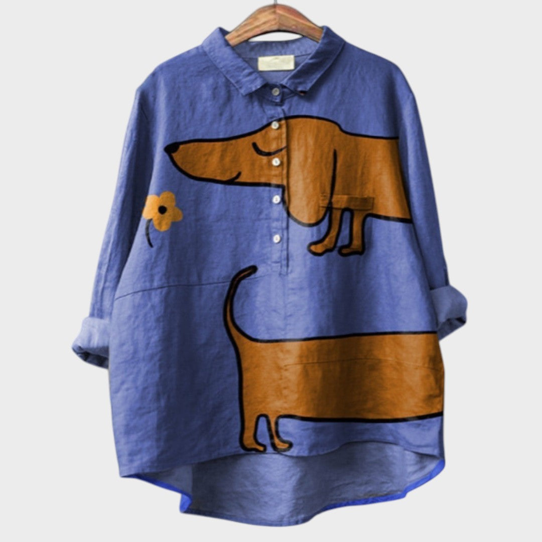 Blusa Mujer Con Estampado De Perro – Diseño Casual Divertido