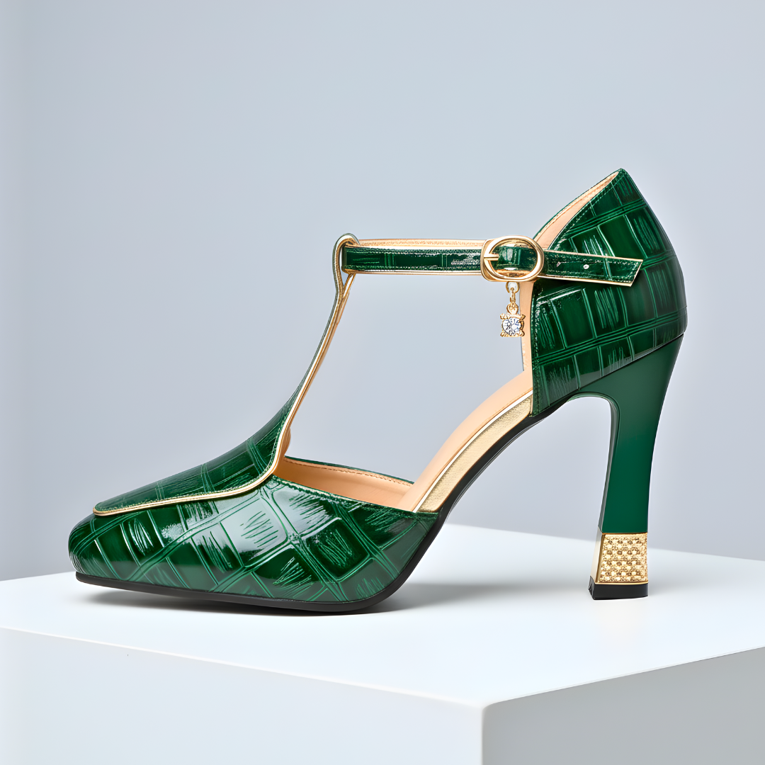 Tacones mujer con tira en T y tacón bloque – estilo elegante fiesta