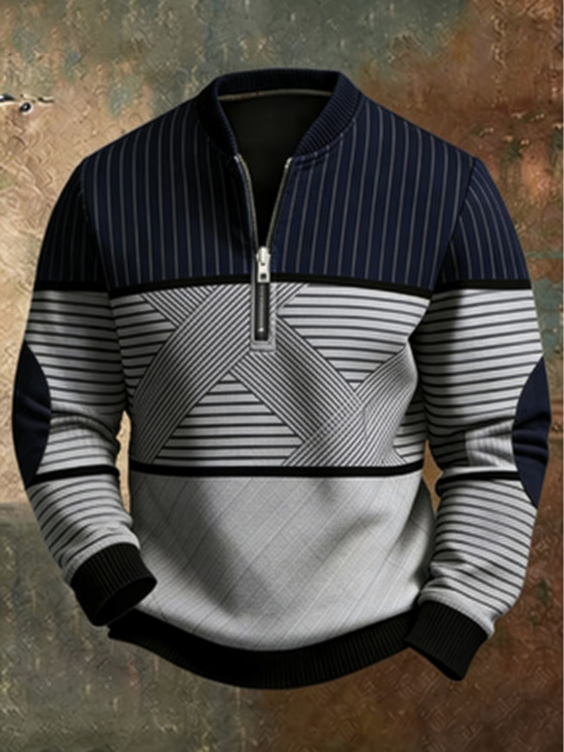 Sudadera de hombre con media cremallera y estampado geométrico