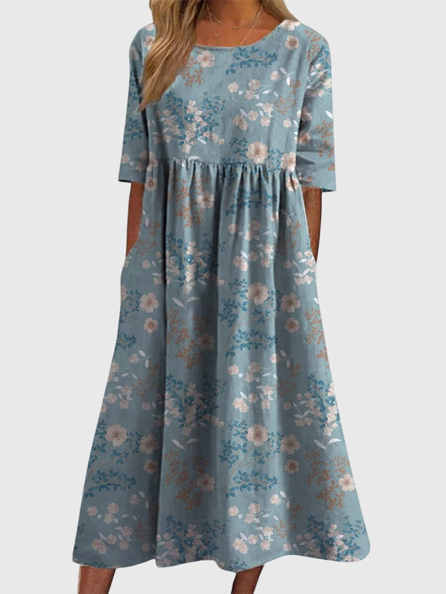 Vestido Midi Floral Mujer – Corte Suelto Elegante y Cómodo