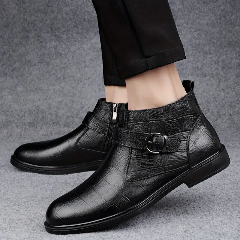 Botines hombre cuero elegantes con cremallera – botas casual cómodas tobillo