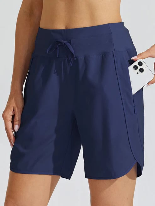 Short deportivo mujer cintura alta con cordón y bolsillos
