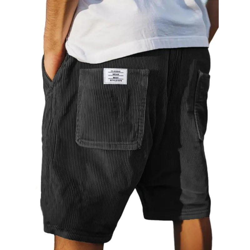 Shorts hombre terciopelo acanalado cintura elástica bolsillos casual