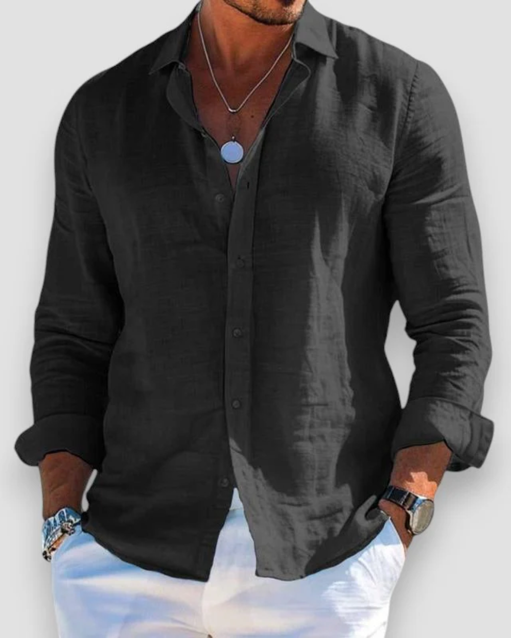 Camisa casual hombre elegante ligera transpirable – camisa moderna cómoda