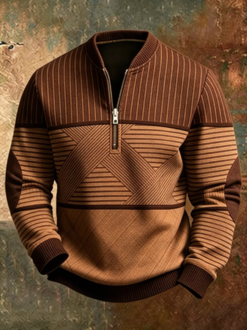 Sudadera de hombre con media cremallera y estampado geométrico