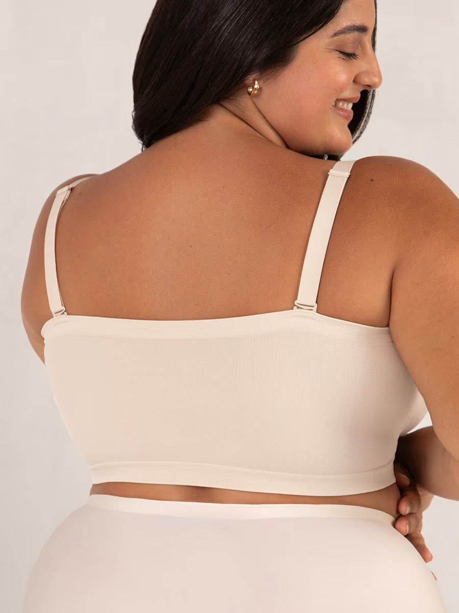 Sujetador bandeau mujer sin tirantes sin aros con efecto liso