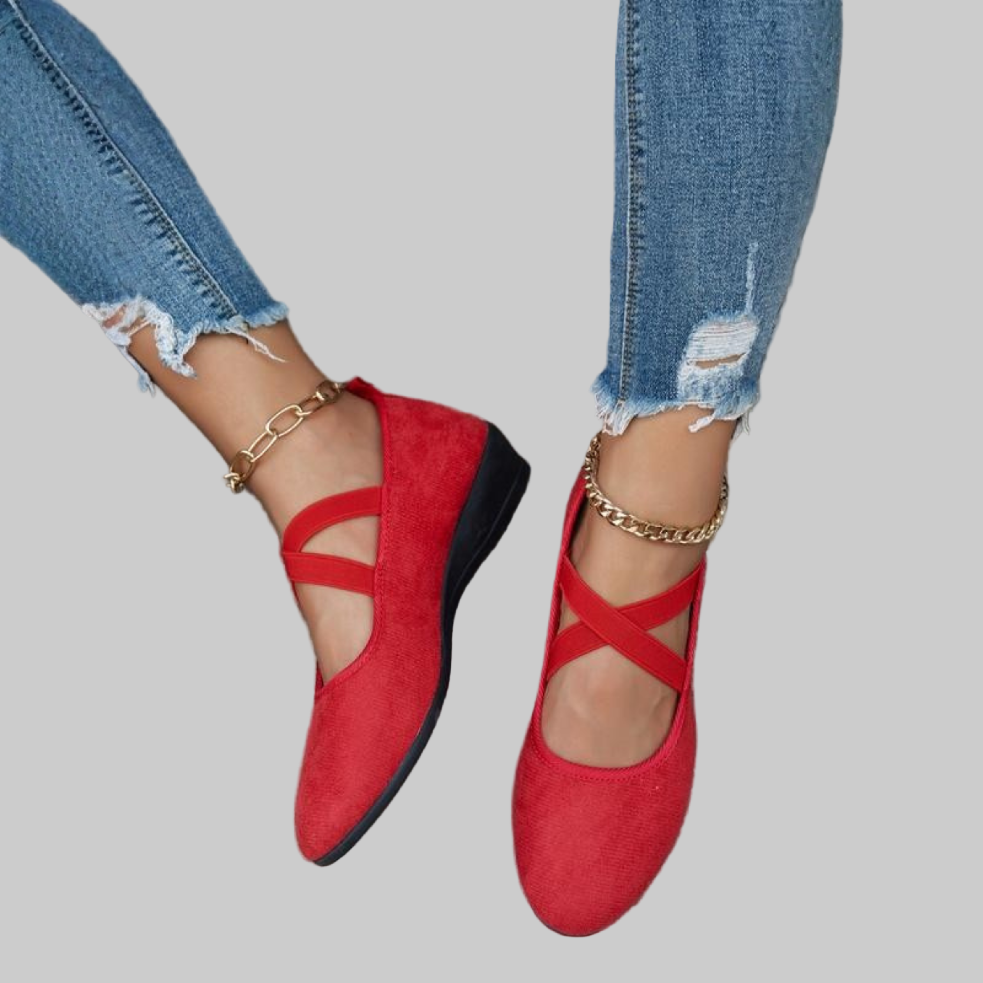 Zapatos mujer de cuña con correas cruzadas y diseño cerrado – estilo casual cómodo
