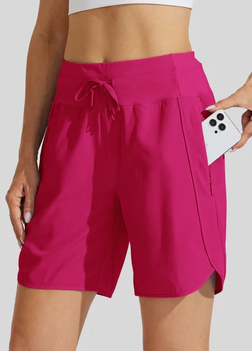 Short deportivo mujer cintura alta con cordón y bolsillos