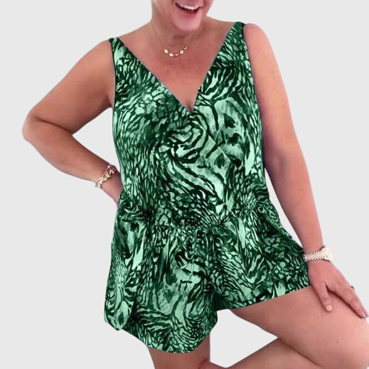 Vestido de Baño Mujer Elegante – Escote en V y Diseño Fluido