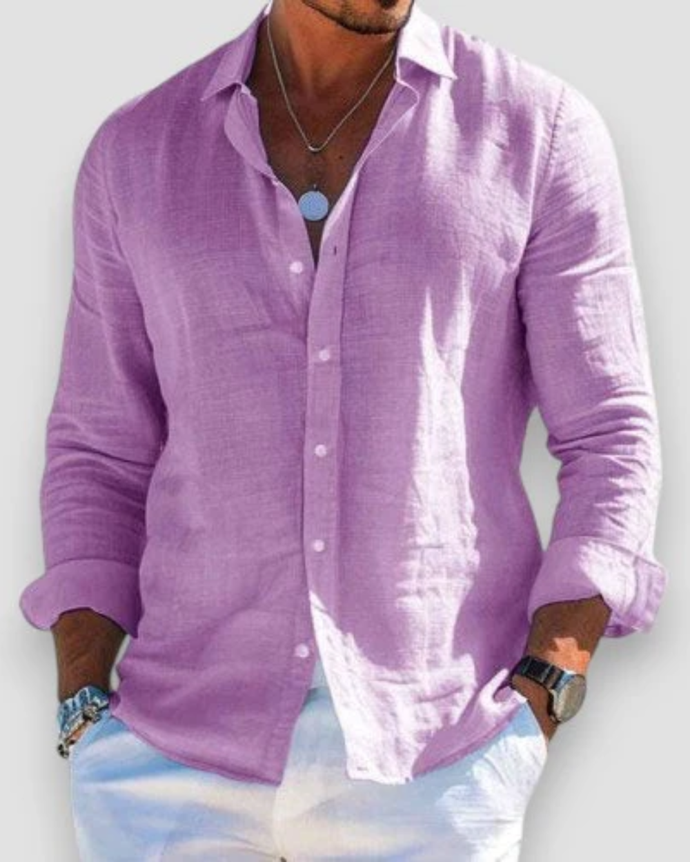 Camisa casual hombre elegante ligera transpirable – camisa moderna cómoda