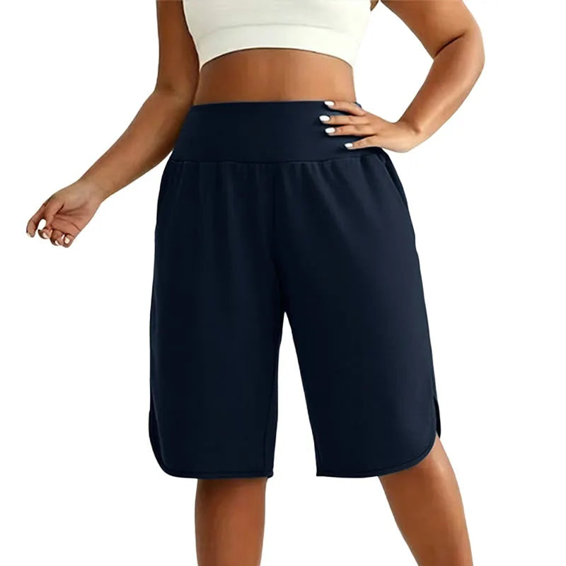 Pantalones cortos mujer de talle alto con largo a la rodilla