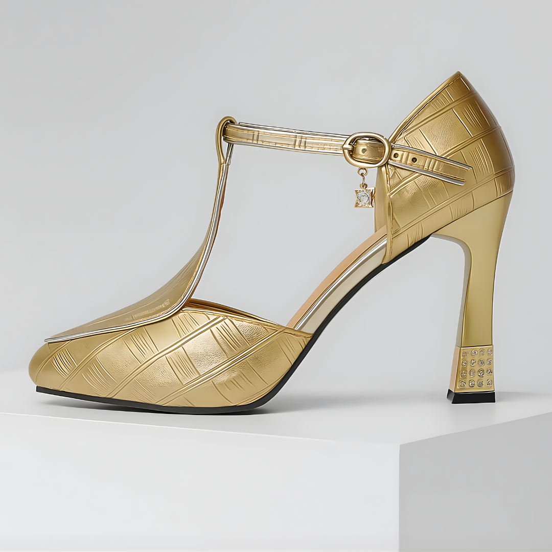 Tacones mujer con tira en T y tacón bloque – estilo elegante fiesta