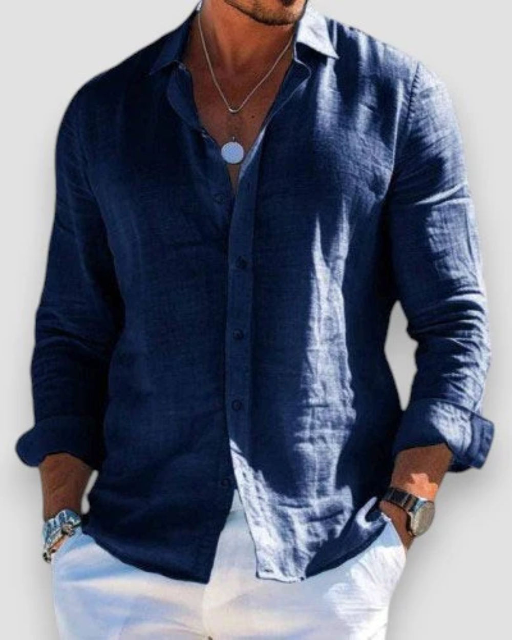 Camisa casual hombre elegante ligera transpirable – camisa moderna cómoda