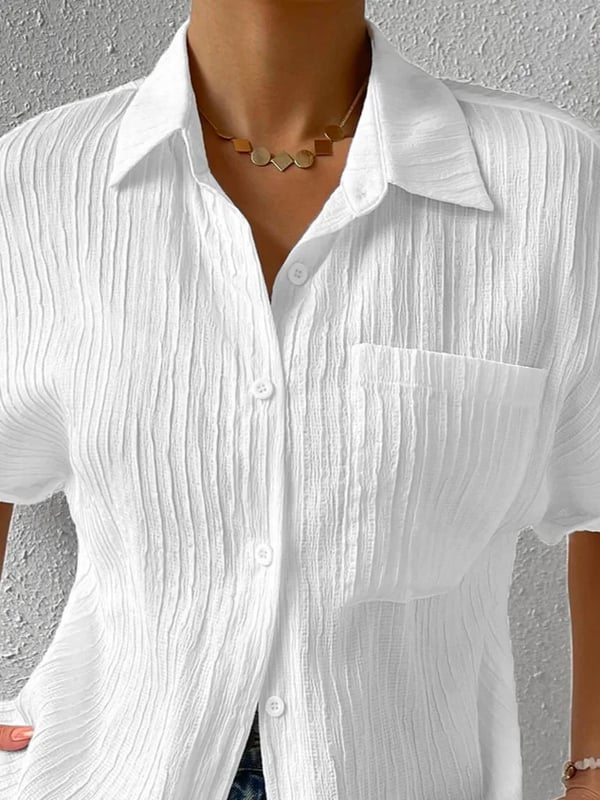 Camisa mujer blanca abotonada casual – ligera y cómoda verano