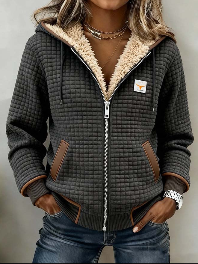 Chaqueta térmica mujer con forro polar y capucha – chaqueta acolchada de invierno mujer